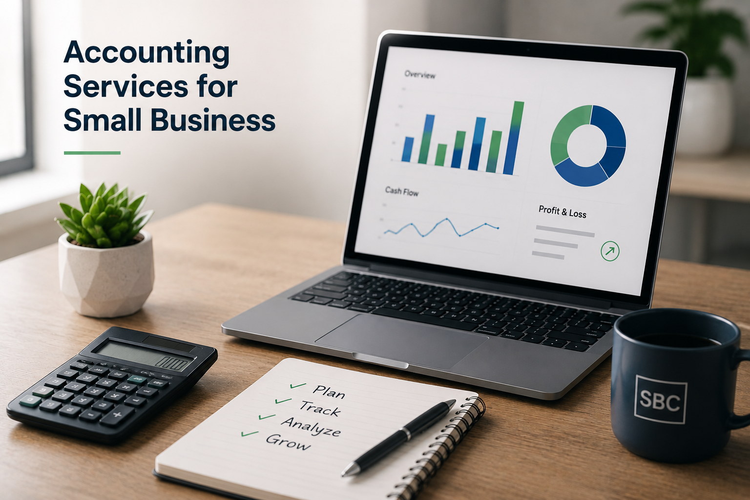Small business owner reviewing financial reports with an accountant while analyzing cash flow, taxes, and business growth strategy.