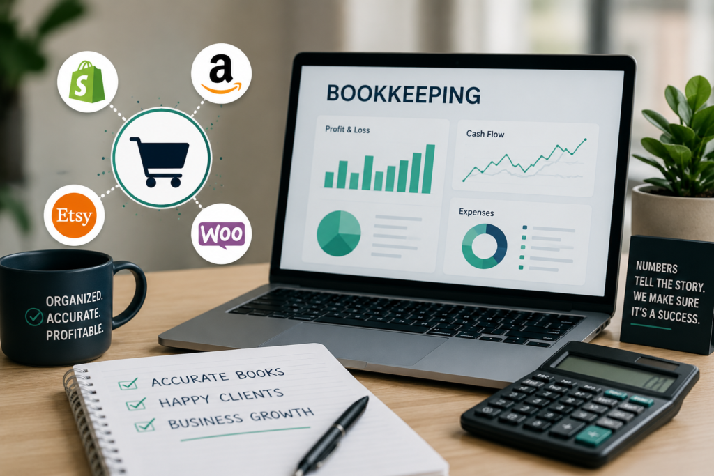 Starting a bookkeeping business with cloud accounting software and financial records.