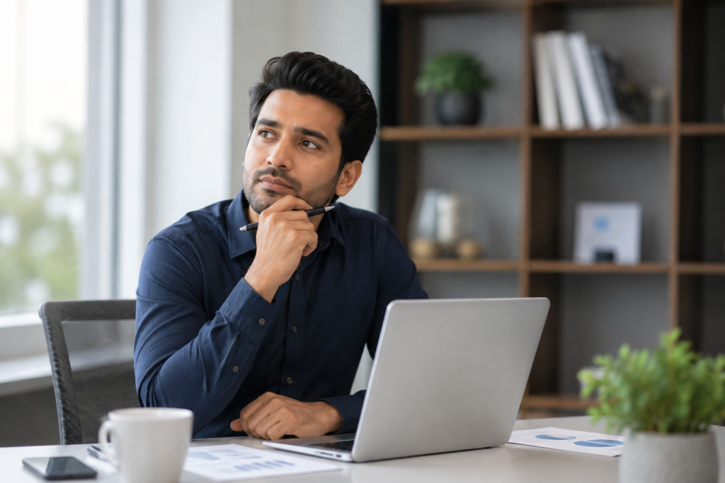 Ecommerce founder reviewing financial reports and accounting dashboard to understand double-entry bookkeeping, inventory costs, and profit margins.