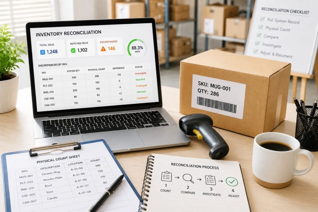 Ecommerce inventory reconciliation process for fixing stock discrepancies