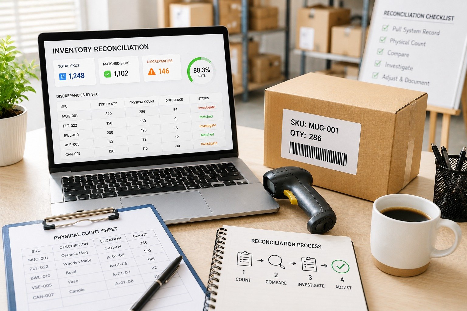 Ecommerce inventory reconciliation process for fixing stock discrepancies