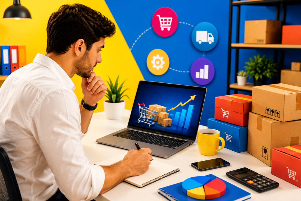 Ecommerce business owner reviewing LIFO inventory method for stock costing and accounting