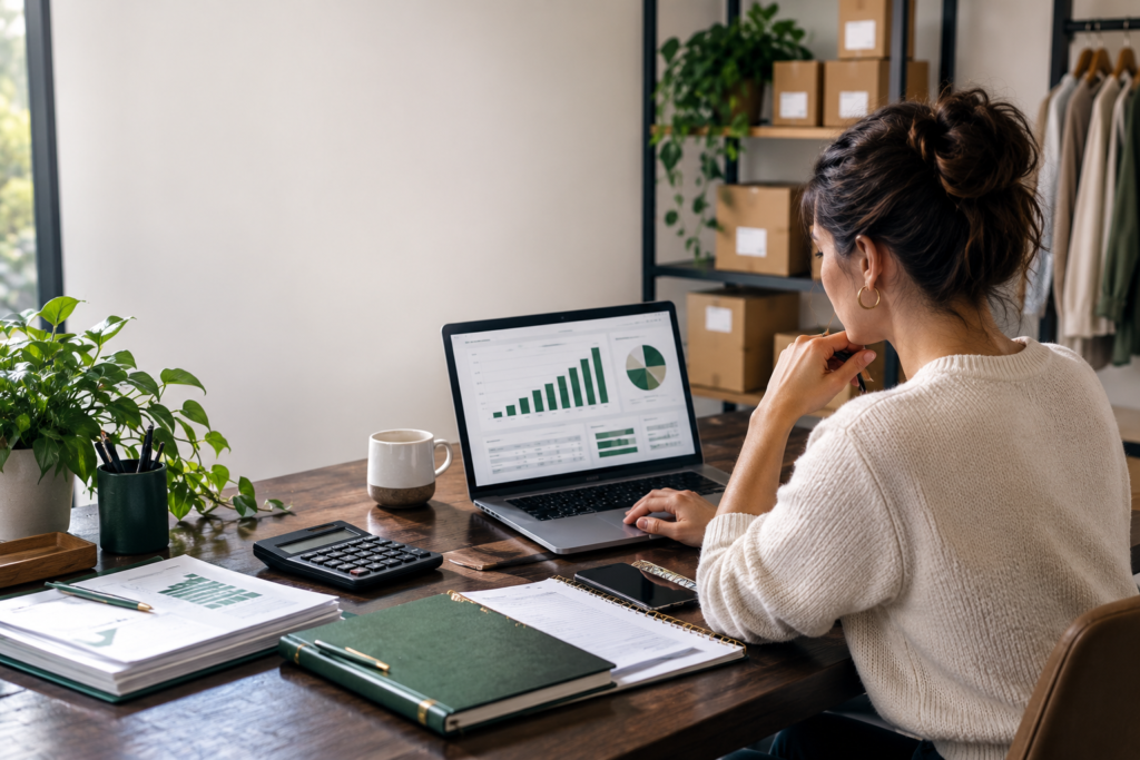 Small business owner reviewing high income tax strategies and business profits